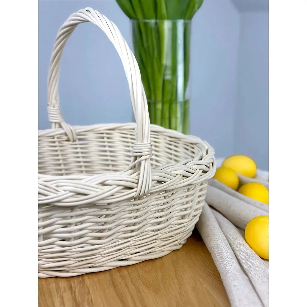 Пасхальная корзина из лозы с одной ручкой Буковина Белая - фото 2