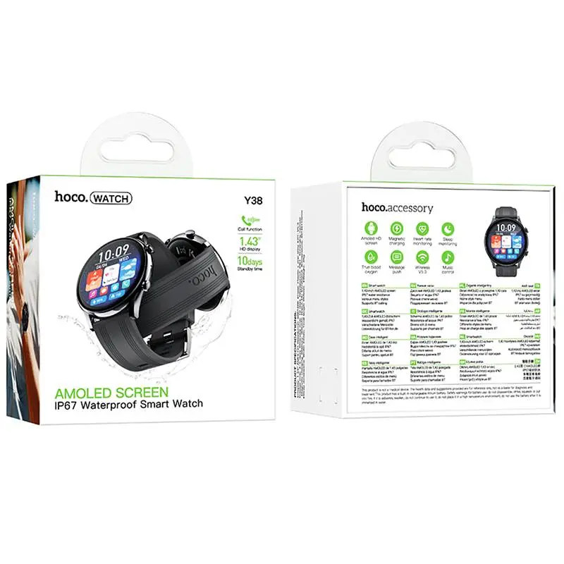 Смарт-годинник Y38 Smart sports watch (call version) Black Hoco teh0030173 - фото 2