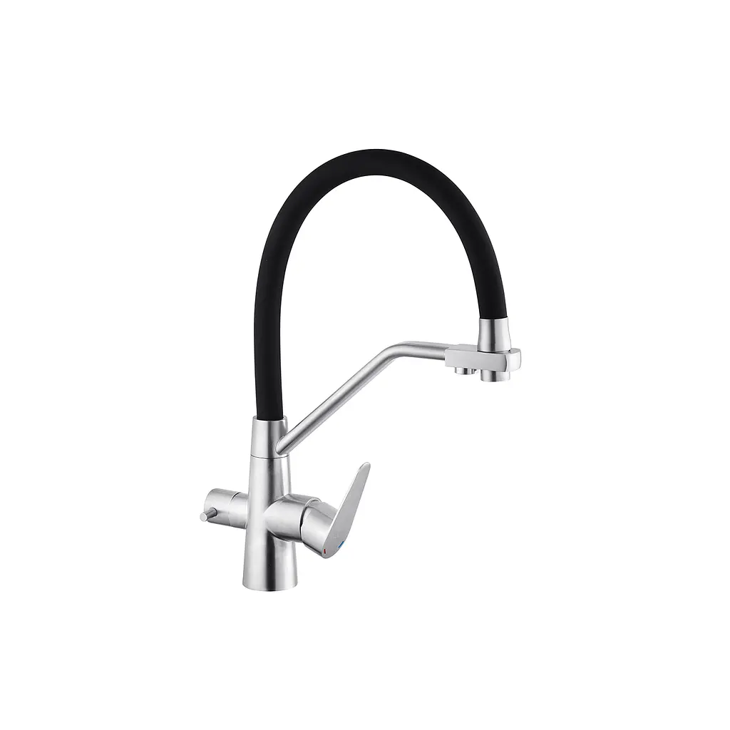 Смеситель для кухни с подключением к фильтру Kroner KRP Edelstahl Klassisch - ESG03817BLK CV027936 Нержавеющая сталь - фото 4