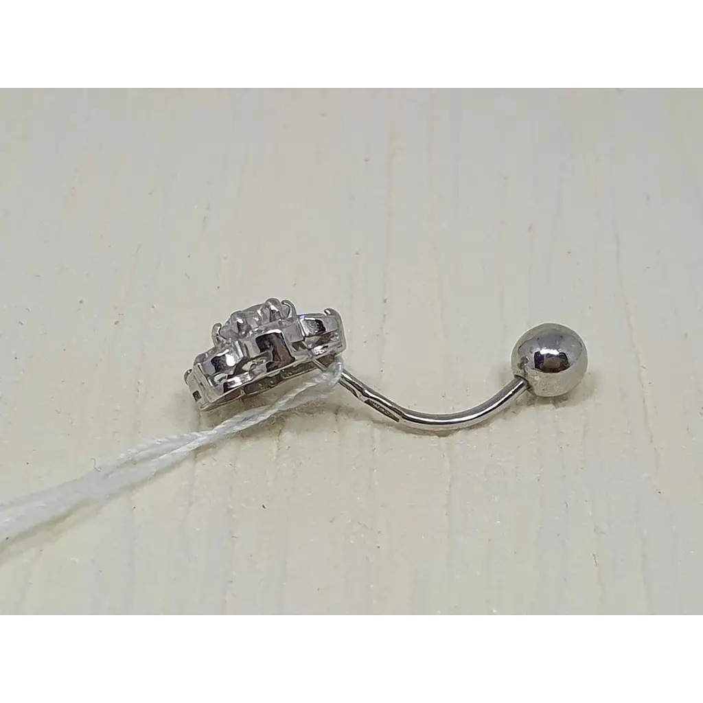 Срібна сережка для пірсингу пупка Ірій з фіанітами. 6010 - фото 2