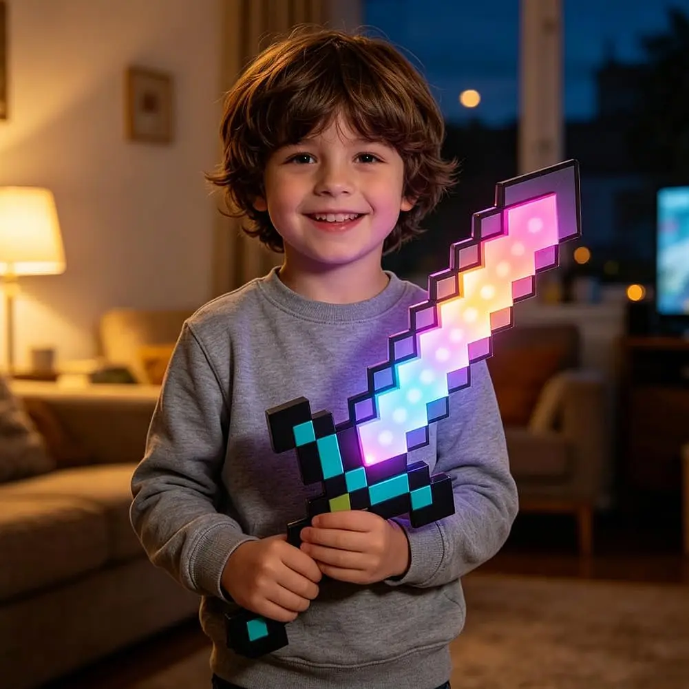 Алмазний меч Minecraft 17 режимів нічник з підставкою LED меч для гри та декору - фото 3