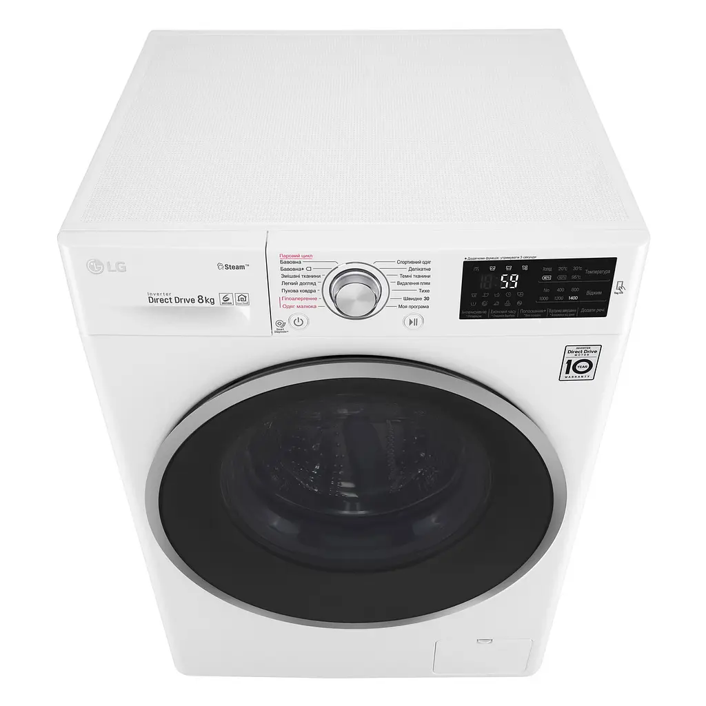 Стиральная машина LG с фронтальной загрузкой F4J6TS1W, 8кг, 1400, A+++-30%, Пар, глубина 56см, Дисплей, Инвертор, Белый (F4J6TS1W) - фото 10