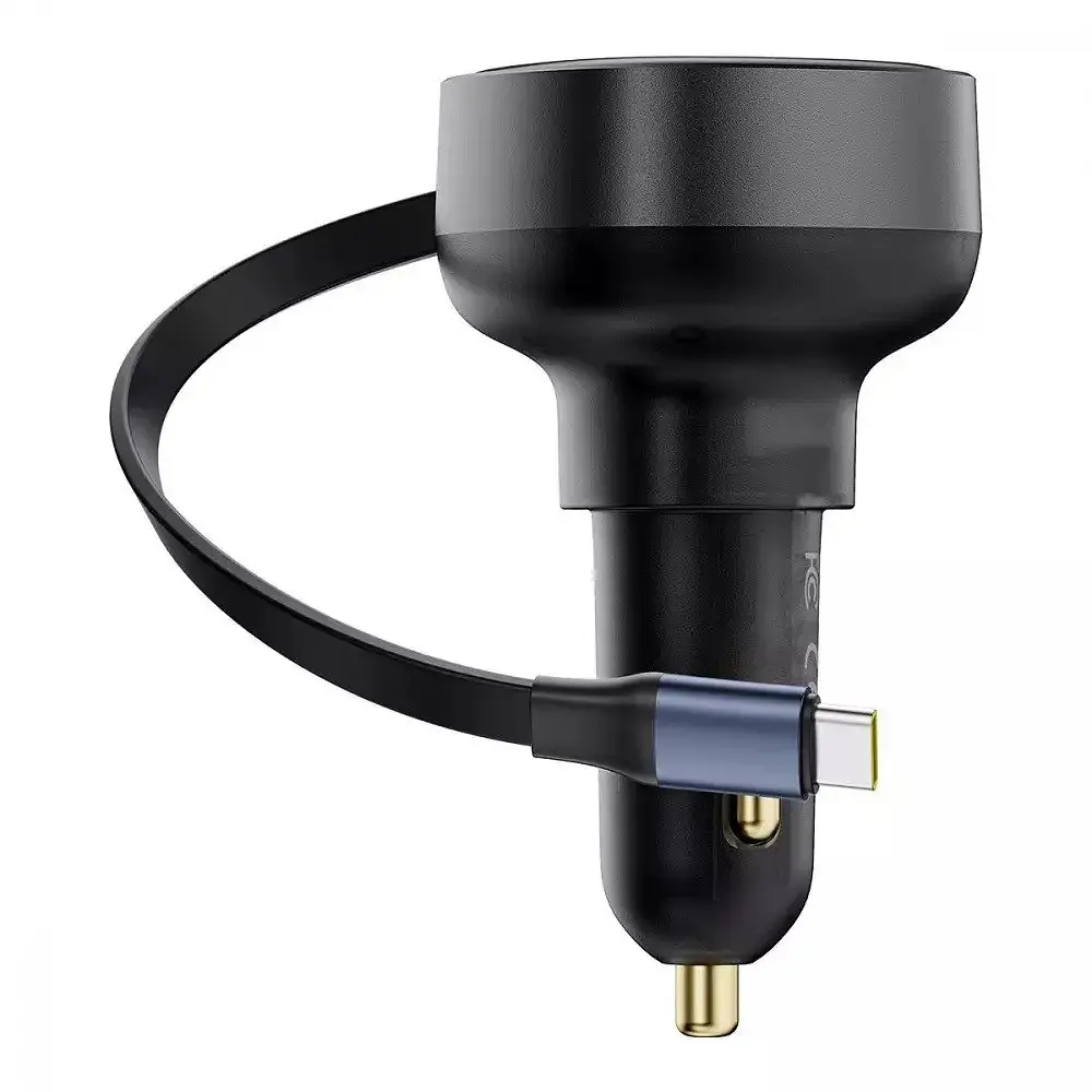 Розгалужувач - подовжувач зарядний в авто Baseus Enjoyment Pro 60 W (1USB-C) + висувний кабель Type-C - фото 5