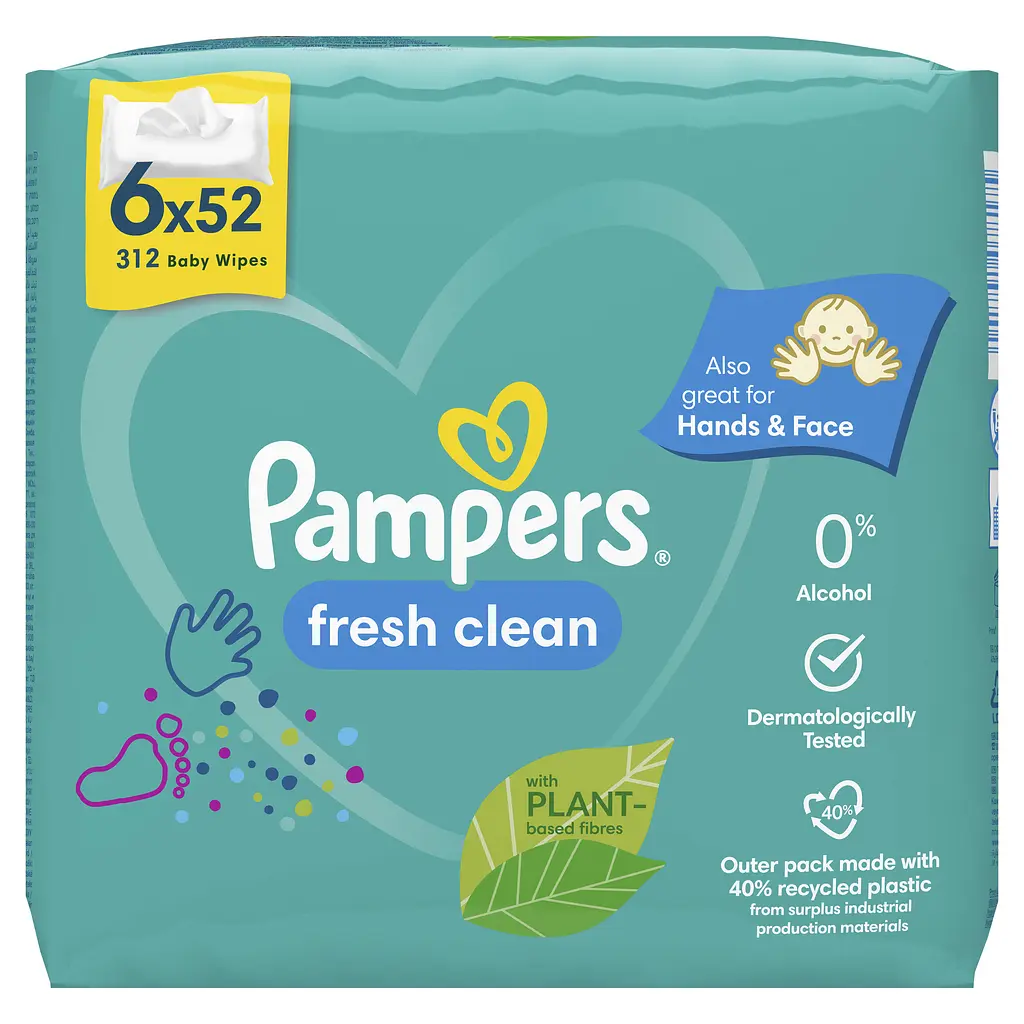 Набор детские влажные салфетки Pampers Fresh Clean 312 шт. (6 уп. по 52 шт.) - фото 2