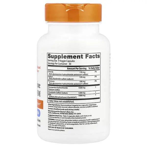 Глюкозамін і хондроїтін Glucosamine Chondroitin MSM with OptiMSM 120 капсул Doctor's Best vit0006128 - фото 2