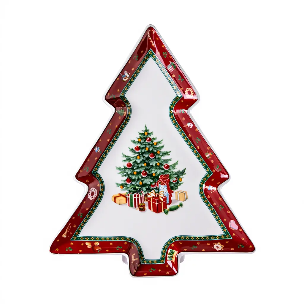 Блюдо сервірувальне новорічне для закусок Christmas 29 × 24 × 2 см фігурне Yiwu HP-SDHK-17 - фото 2