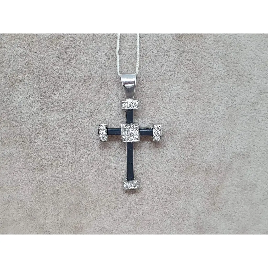 Золотой крестик Гаразд с каучуком и фианитами. 3541757 - фото 2