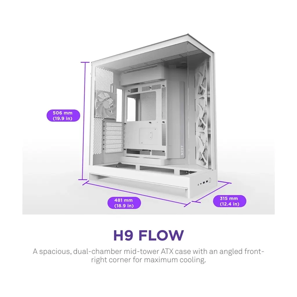 Корпус для ПК NZXT H9 Flow Dual-Chamber All White (CM-H92FW-01) - фото 2
