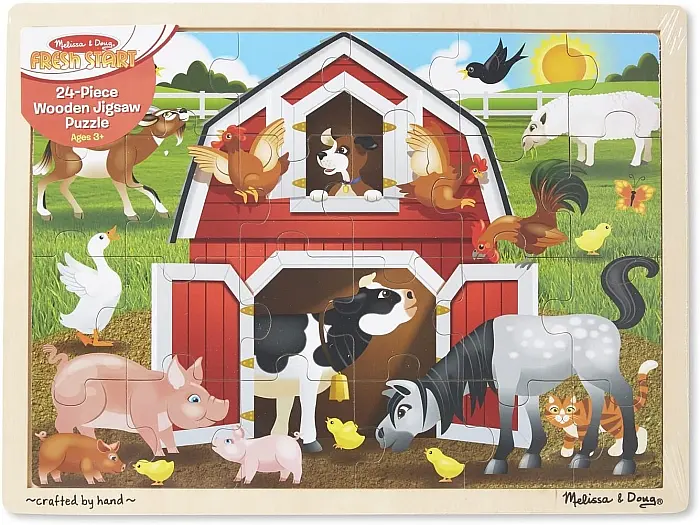 Деревянный пазл в рамке Melissa&Doug Ферма, 24 элемента (MD19061) - фото 4
