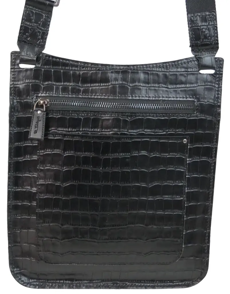 Чоловіча шкіряна сумка Mykhail Ikhtyar 24х26х3 см Чорний (45041 croco black) - фото 6