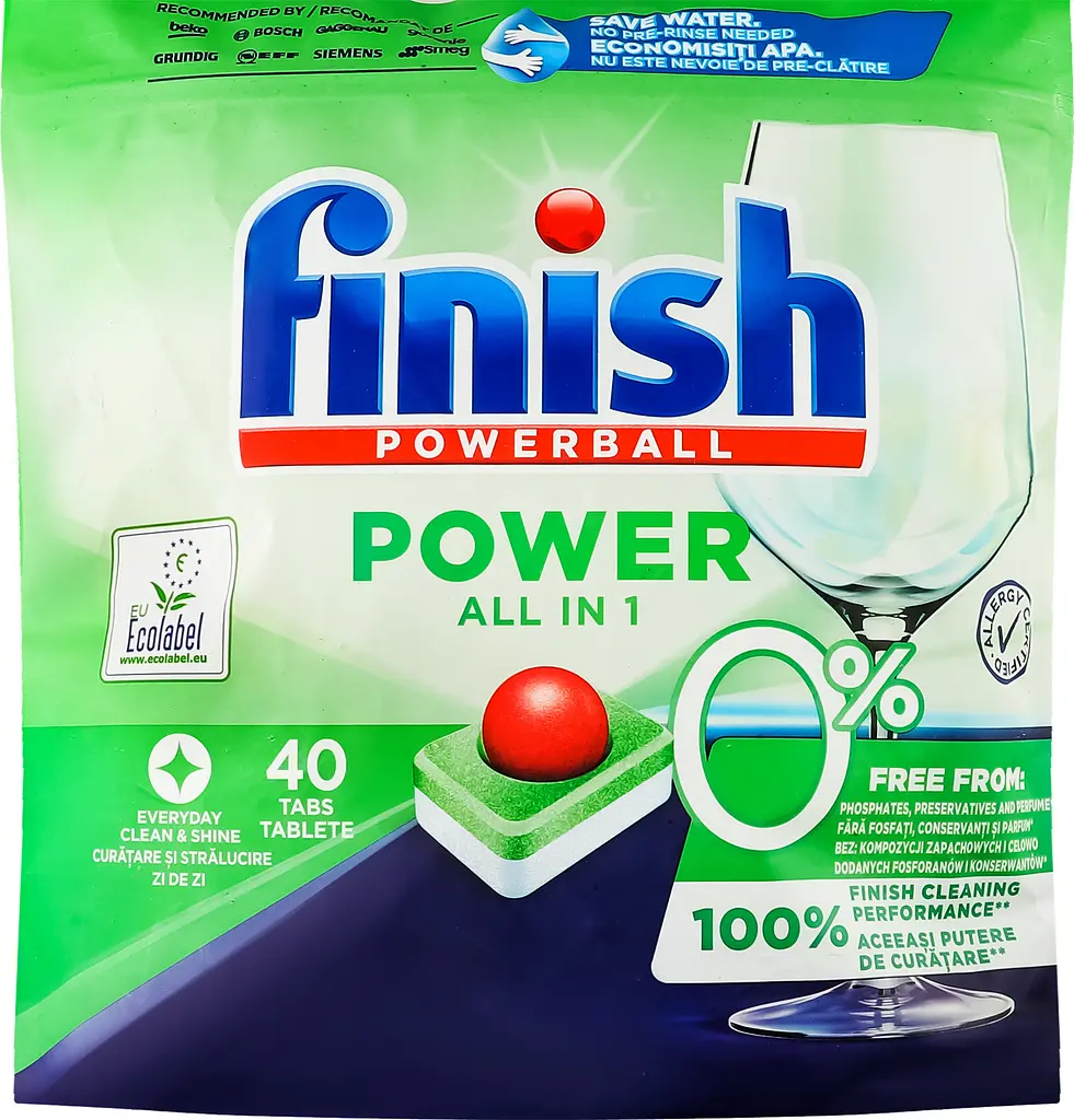 Таблетки для посудомийних машин Finish All-in-One 0%, 40 шт. - фото 4