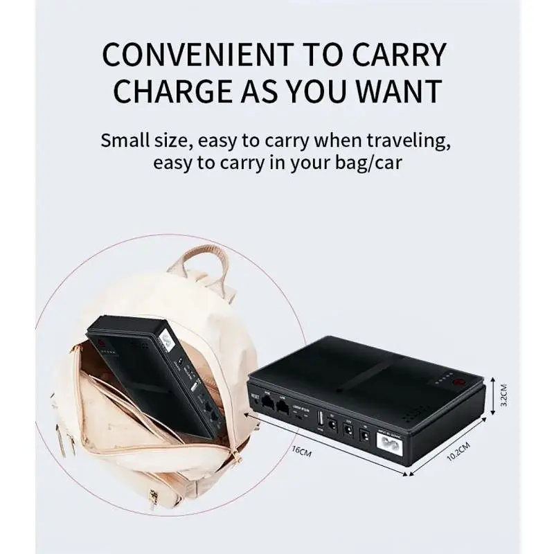 ИБП UPS для роутера DC1018P 12V/ 9V/ 5V 10400 mAh для устройств постоянного тока DC дизайн 2 черный - фото 6