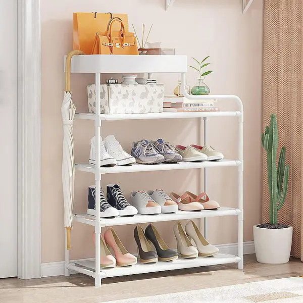Полиця для взуття Stenson 4 яруси 59x21.5x83 см біла (35967) - фото 2