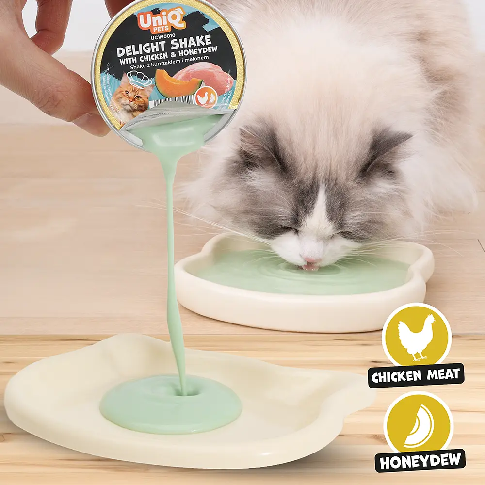 Кремовий вологий корм для кішок UNIQ PETS CAT WET FOOD DELIGHT SHAKE з куркою та медовою динею, 60 г - фото 4