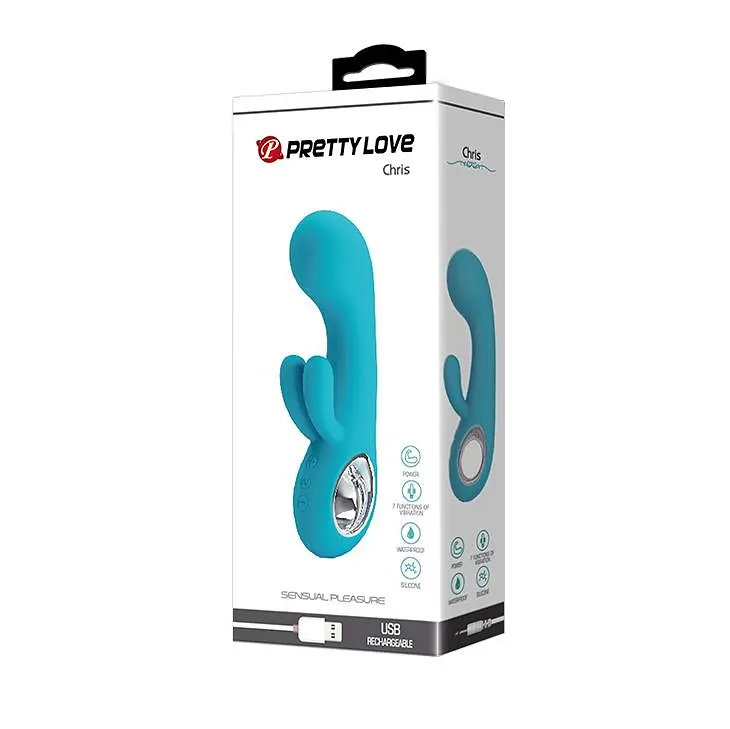 Вібратор-кролик Pretty Love Chris 15.4 см бірюзовий - фото 5