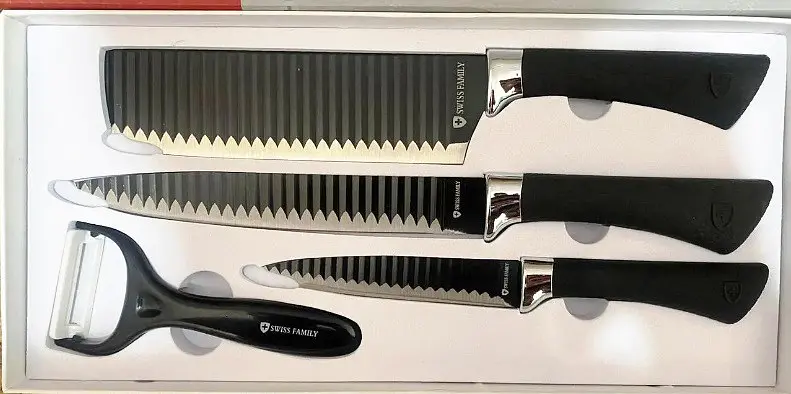 Універсальний набір ножів із нержавіючої сталі 4 предмети Swiss Family SF-0239 кухонні ножі - фото 3