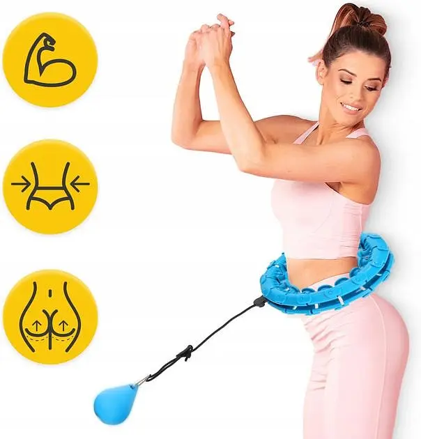 Хула хуп для похудения живота с грузом Intelligent hulahoop Синий, массажный обруч для талии - фото 5