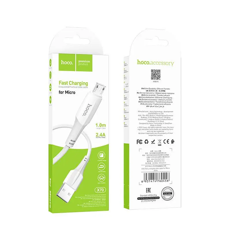 Кабель Hoco Micro USB Ferry charging data cable X70 1 м 2.4A - фото 2