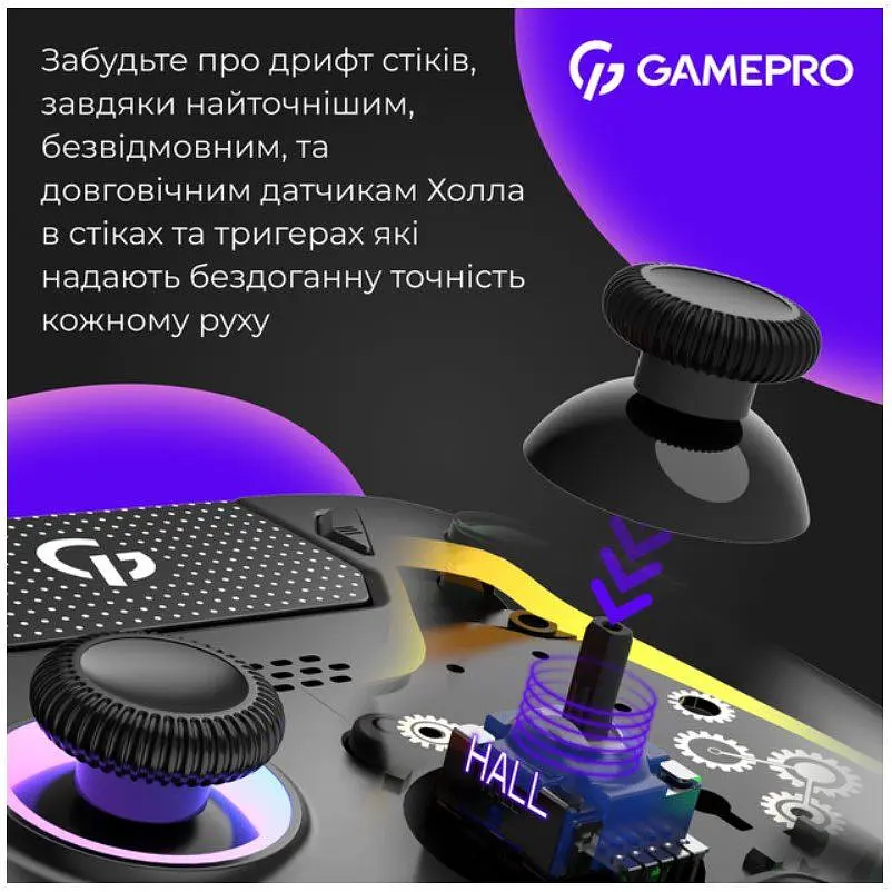 Геймпад Bluetooth джойстик GamePro GPS-13B Bluetooth 5.3/USB (PC/iOS/Android/PS3/PS4) RGB Black - фото 10