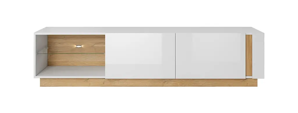 Тумба под телевизор Perfect Home Арко/Arco 2-дверная 2D/187 Белый глянец/дуб грандсон (PFH-091037) - фото 3