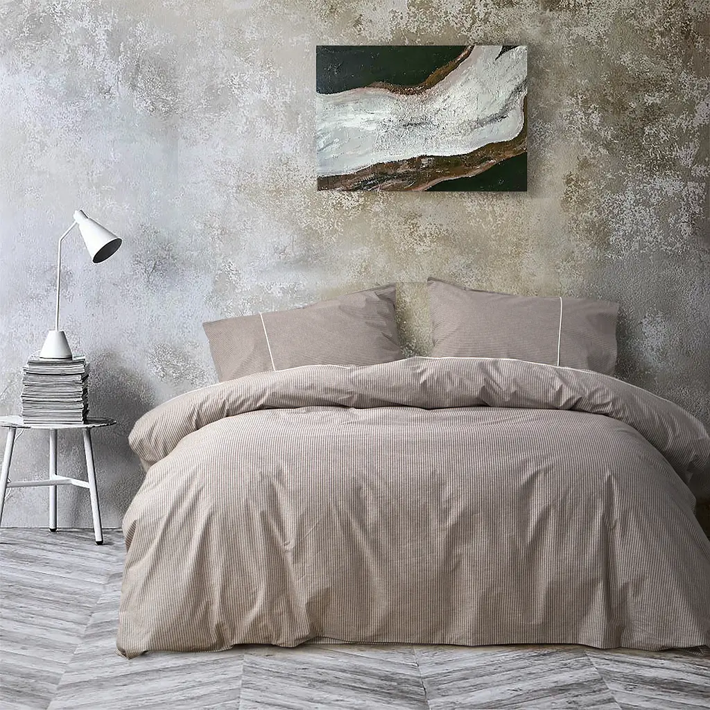 Постельное белье Lotus Home - Premium Percale Stripe коричневый евро - фото 2