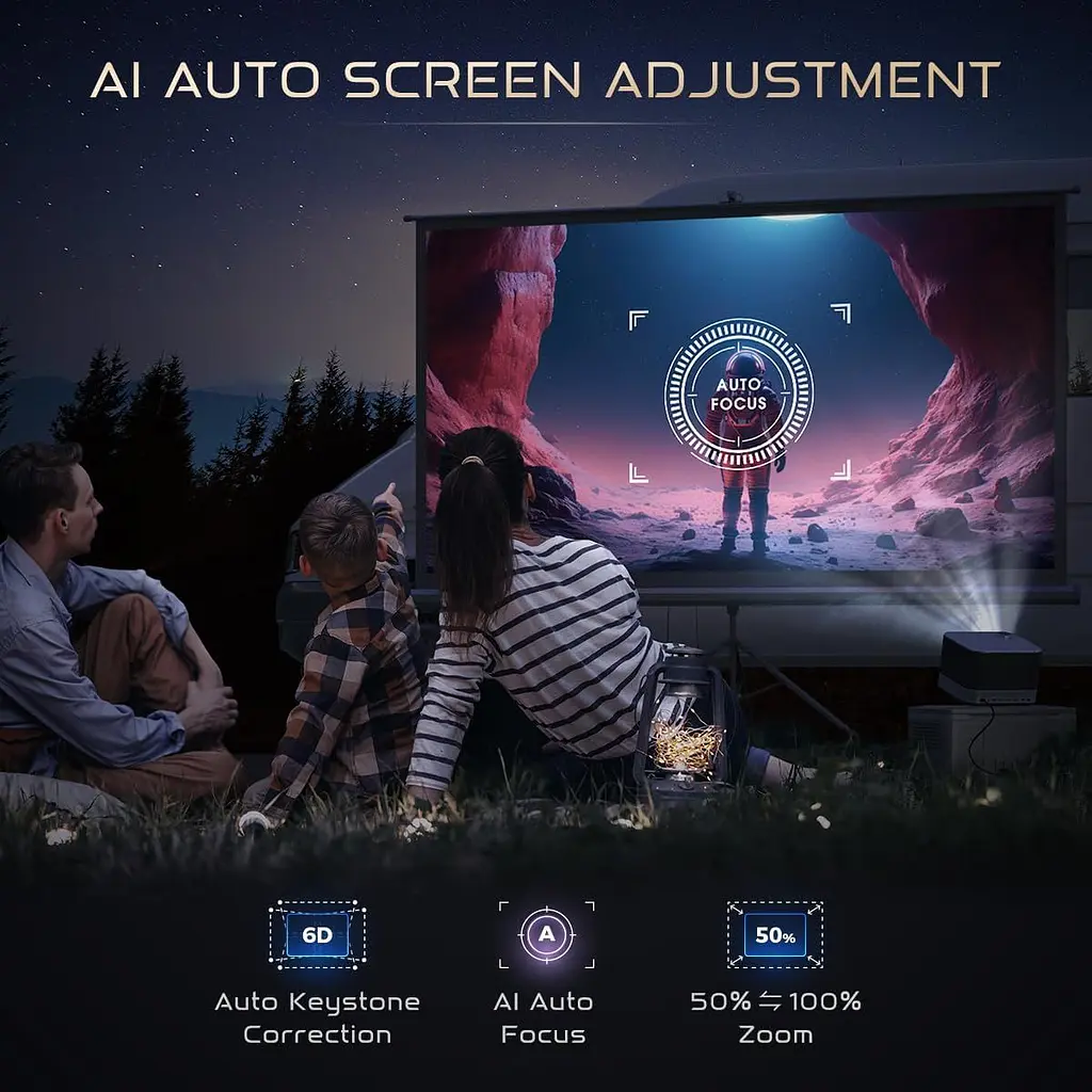 Проектор Aurzen Boom 3 Full HD 500 ANSI Lm 16:9/4:3 HDMI Android With Web OS Wifi 5 чорний (F503 FCC) - фото 2