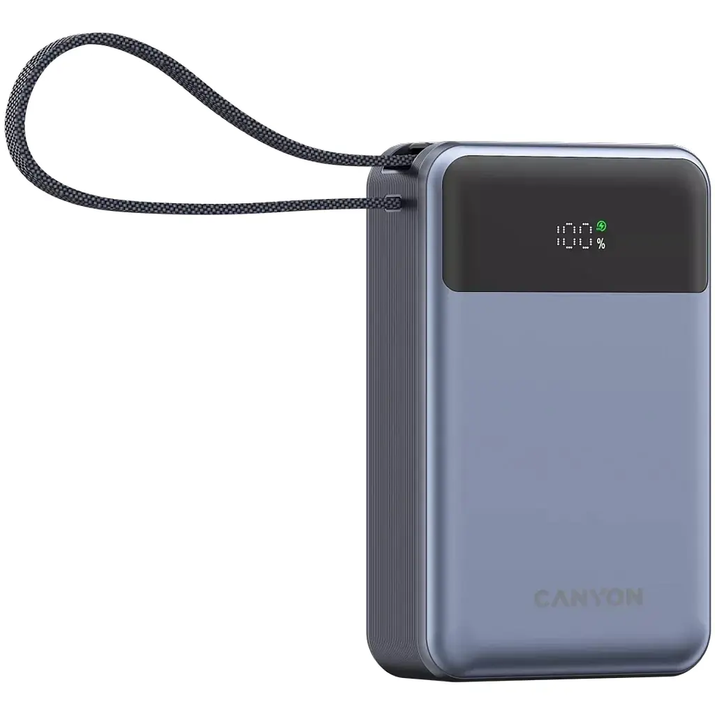 Батарея універсальна Canyon 20000mAh OnPower 600 PD/65W built-in cable Dark Grey (CNS-CPB600DG) - фото 2