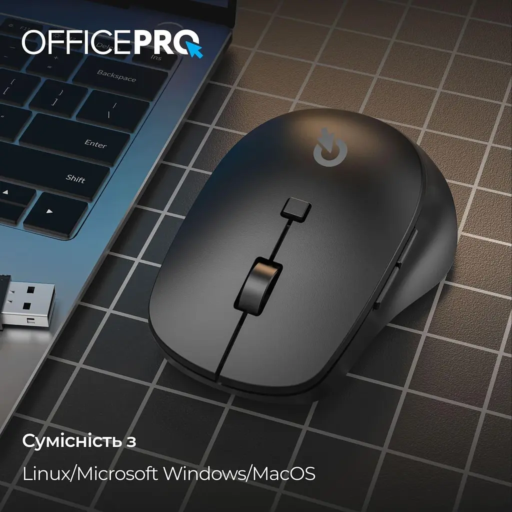 Бездротова миша OfficePro M305B Silent Click Ergonomic Wireless Black (M305B) - фото 5