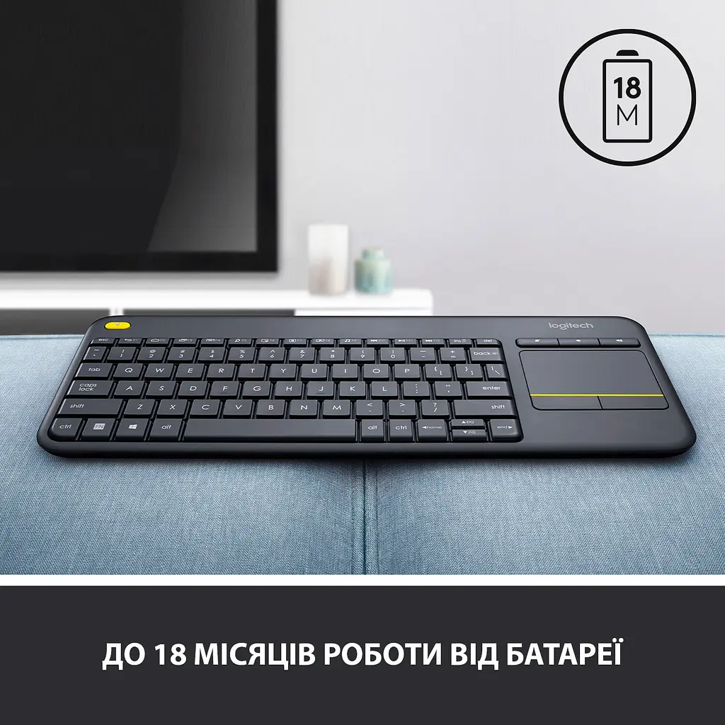 Клавіатура Logitech K400 Plus Touch Wireless Black UA (920-007145) [81156] - фото 8