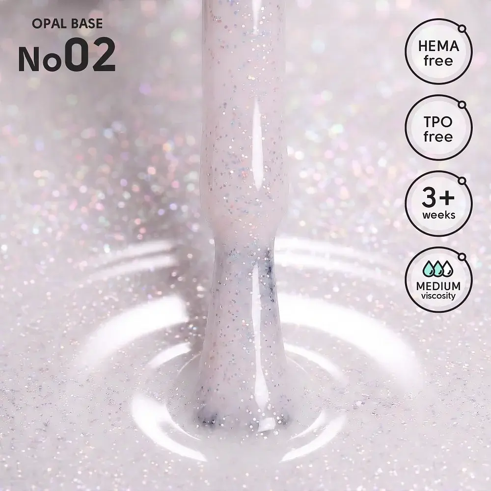 Камуфлююча база для гель-лаку з шимером 02 Opal Base Shelly 12 мл - фото 2