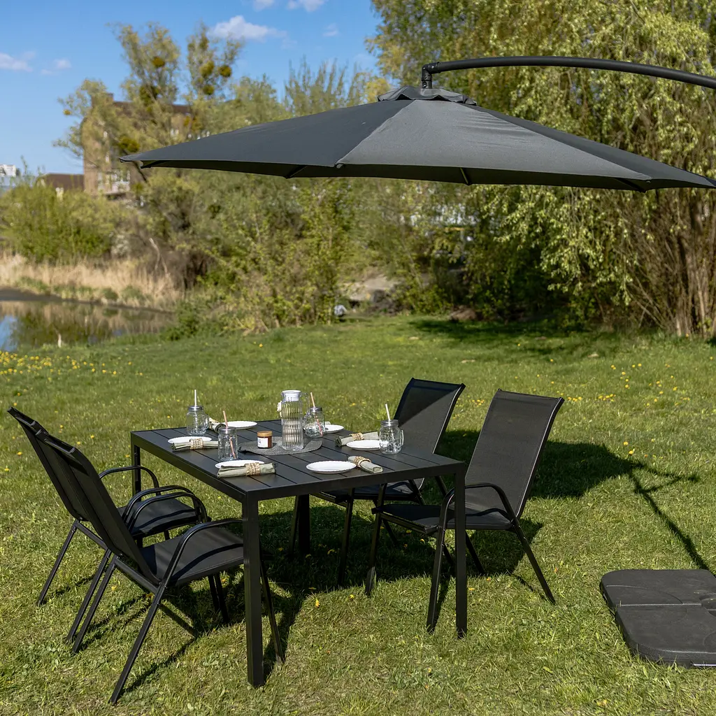 Комплект садових меблів 4Points Orvieto-4 прямокутний стіл 150х90х70см стільниця штучне дерево Polywood та 4 стільці - фото 3