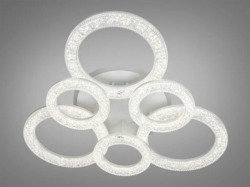 Люстра стельова LED Diasha 2203/3+3WH, 110W, 3200K-6500K, білий метал, акрил, сучасний стиль для дому - фото 3