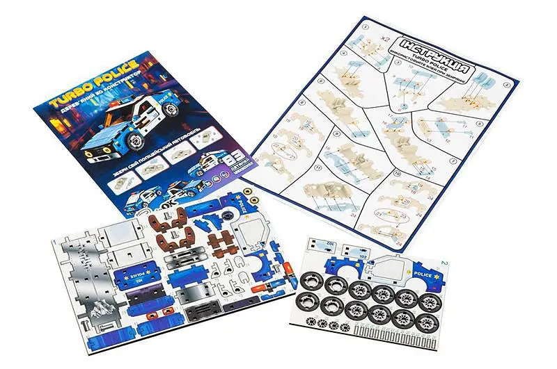 Конструктор 3D Puz-00971, дерев'яний "Turbo Police" PuzzleOk - фото 3