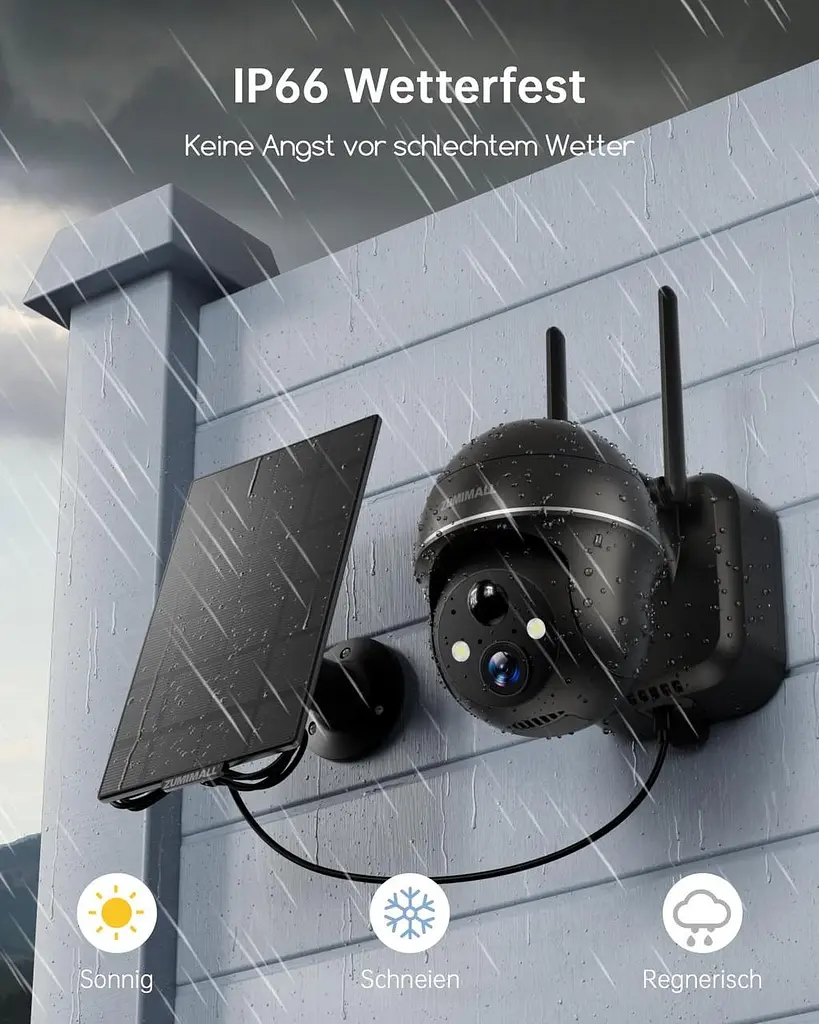 Вулична Wi-Fi камера ZUMIMALL 2K з сонячною панеллю та PTZ 360° - фото 2