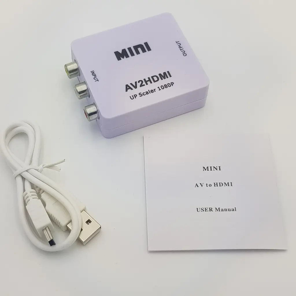 Конвертер адаптер з AV тюльпани RCA в HDMI перехідник перетворювач 1080P відео та аудіо UKC білий - фото 2