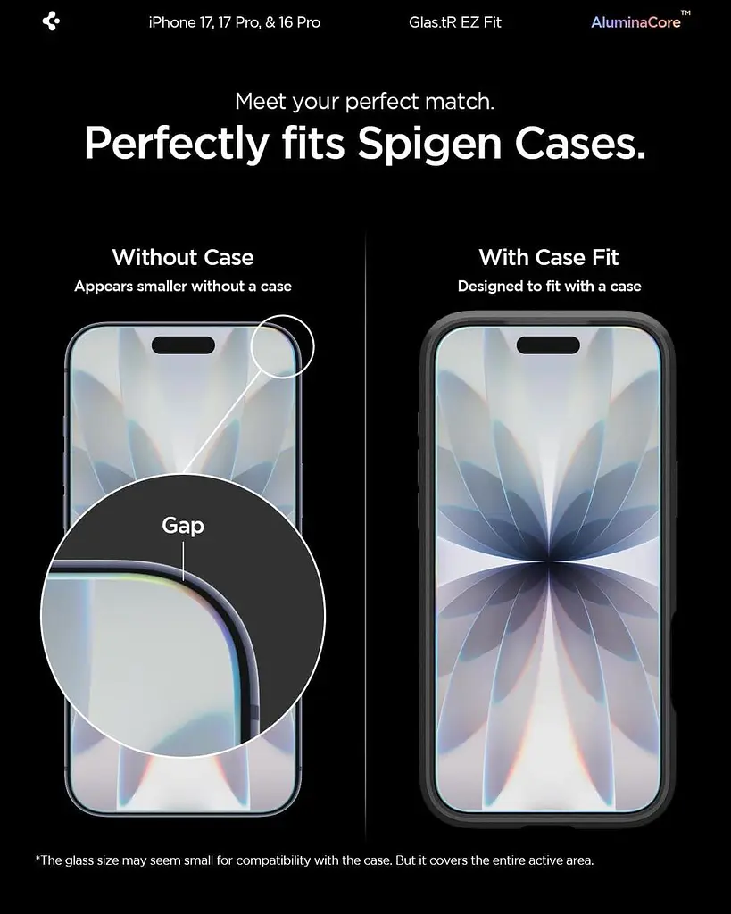 Загартоване скло Spigen AluminaCore для iPhone 17 / 17 Pro / 16 Pro, 2 шт., твердість 9H+ - фото 6