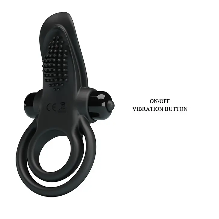 Эрекционное кольцо на пенис с вибрацией Pretty Love Vibro Penis Ring 11.3 см черный - фото 5