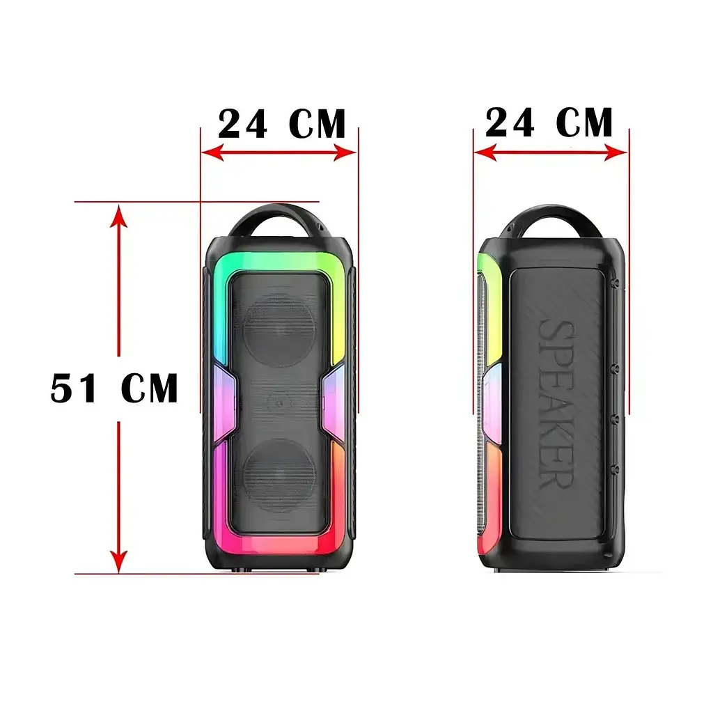 Портативная колонка Singer JQS4407 Акустическая система 25Вт RGB подсветка с микрофоном и пультом Черный - фото 2