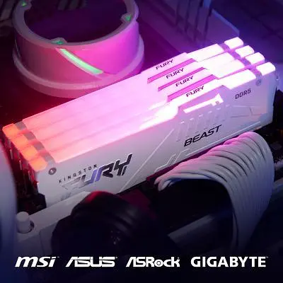Модуль памяти для компьютера DDR5 32GB 6000 MHz Beast AM5 RGB White Kingston Fury (ex.HyperX) (KF560C36BWEA-32) - фото 12