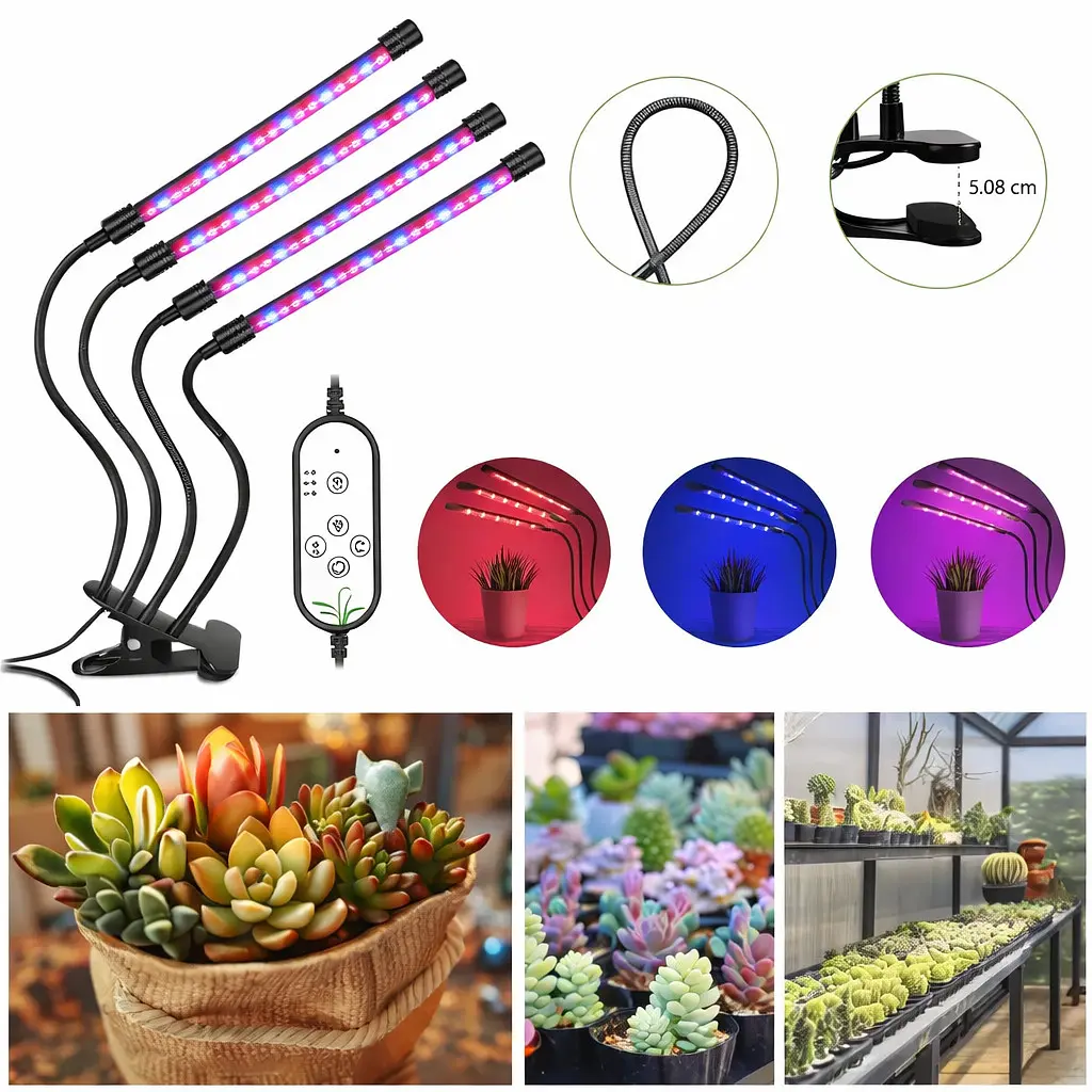 Світлодіодна фітолампа Grow Light для вирощування рослин, розсади Повний спектр 4 голови - фото 2