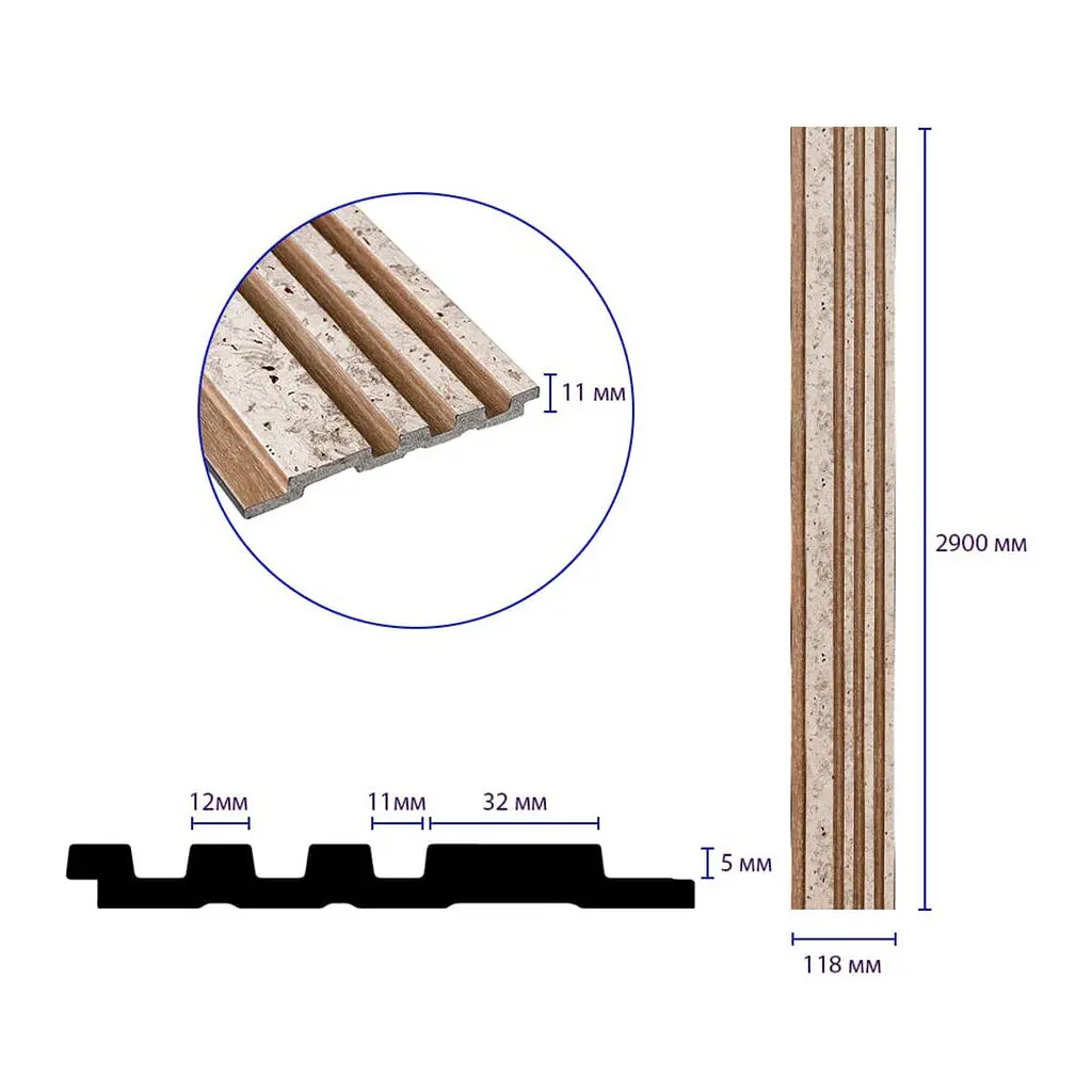 Рейка декоративна Sticker Wall PS 2900х118х11мм Світлий мармур із золотими вкрапленнями SW-00002141- - фото 3