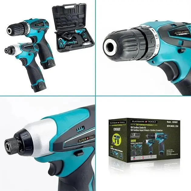 Набор Platinum Tools CB1080T 18V, 2 шуруповерта с насадками в кейсе - фото 2