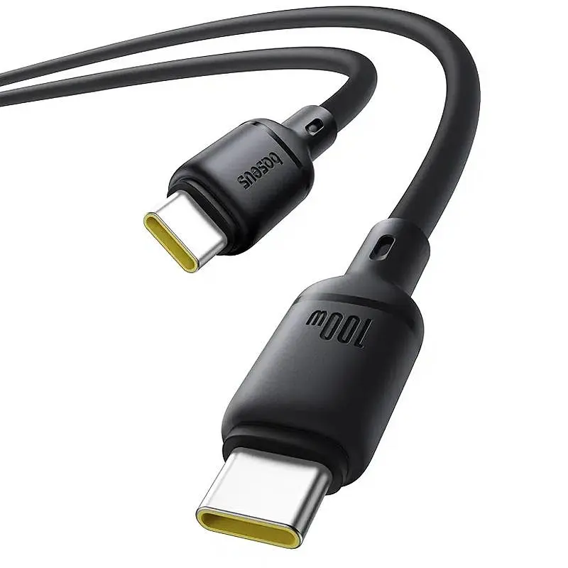Дата кабель Baseus Silky Series OS Fast Charging Type-C to Type-C 100W (1m) (P10377704) Cluster Black - фото 3