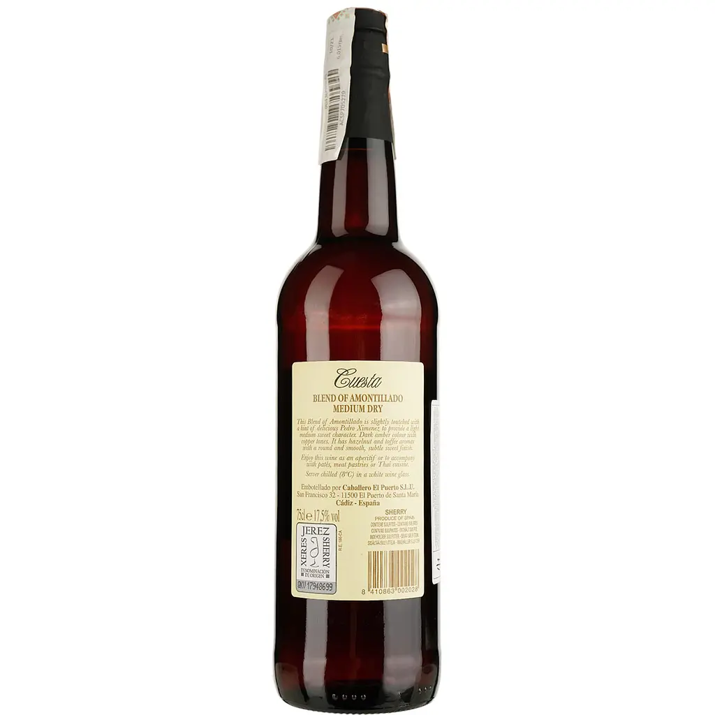 Вино Luis Caballero Cuesta Medium Dry Amontillado Sherry, белое, полусухое, 0,75 л - фото 2