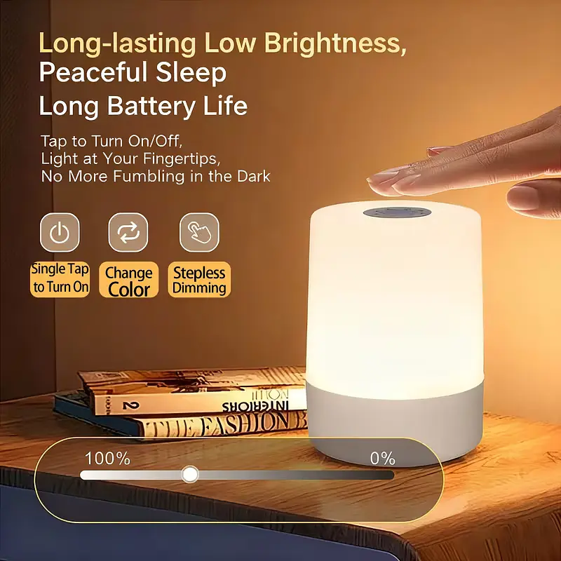 Led нічник лампа / Настільна USB лампа-нічник 360°/ Сенсорна / Акумуляторна / Декоративна / White - фото 3