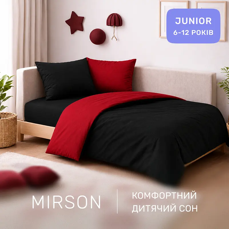 Дитяча постільна білизна MIRSON JUNIOR фланель Black/Red 200х220см (2200012803448) - фото 6