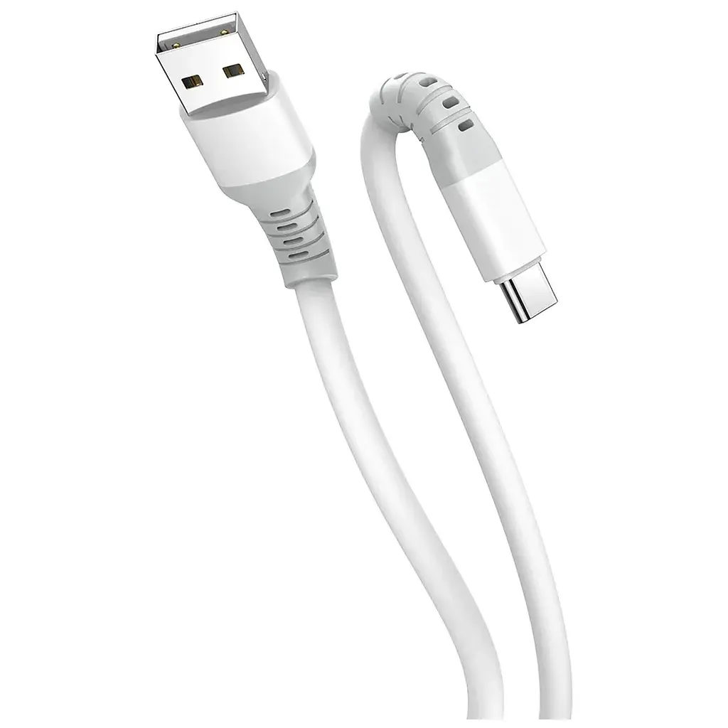 Дата кабель USB 2.0 AM to USB-C 1.0m 3A liquid silicone white ColorWay (CW-CBUC093-WT) - фото 3