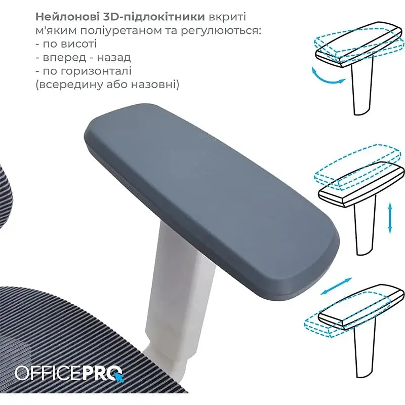 Крісло офісне Officepro Atlas OC630-W-DG-DG White/Dark Gray (OC630-W-DG-DG) - фото 10