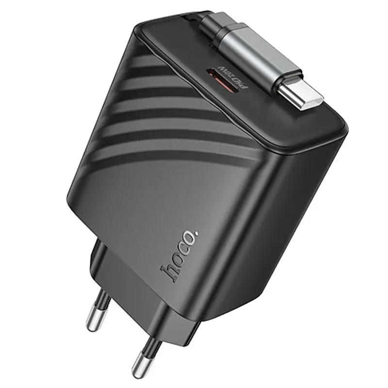 МЗП N57 Full PD20W with retractable cable Type-C (2USB-C) Black Hoco teh0029647 - фото 2