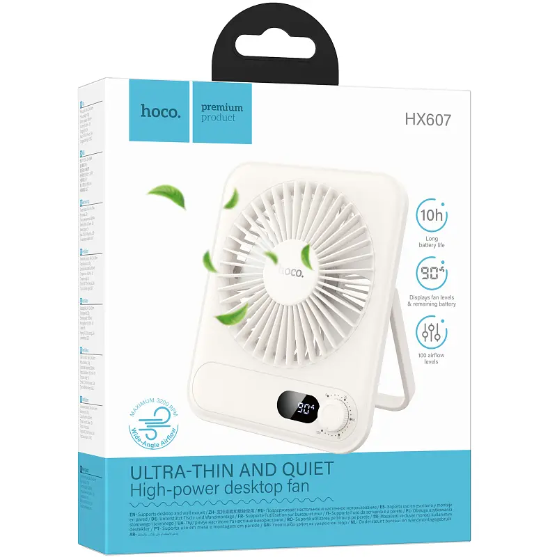 Портативний вентилятор HX607 handheld folding fan 2000 mAh White Hoco teh0029482 - фото 3